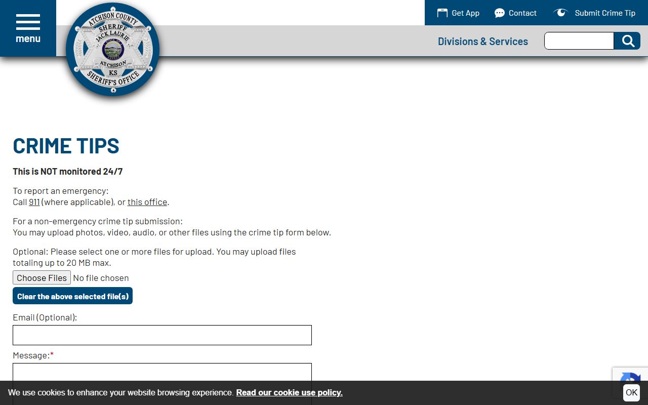 Atchison County arrest records crime tip form