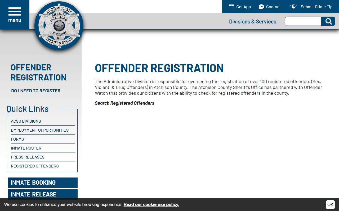 Atchison County arrest records offender registration