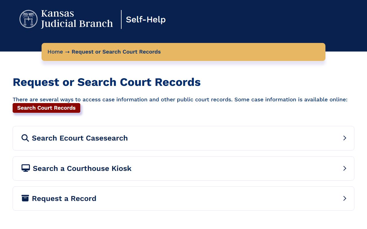 Atchison County court records Kansas Self-Help request page