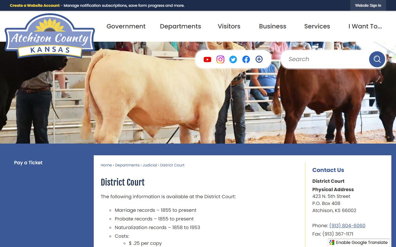 Atchison County court records District Court page