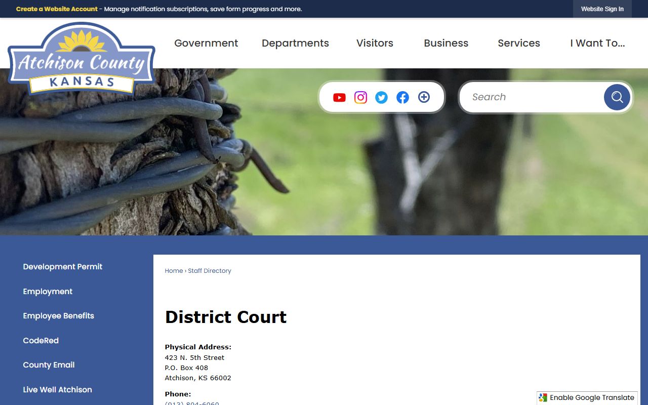 Atchison County court records District Court staff directory