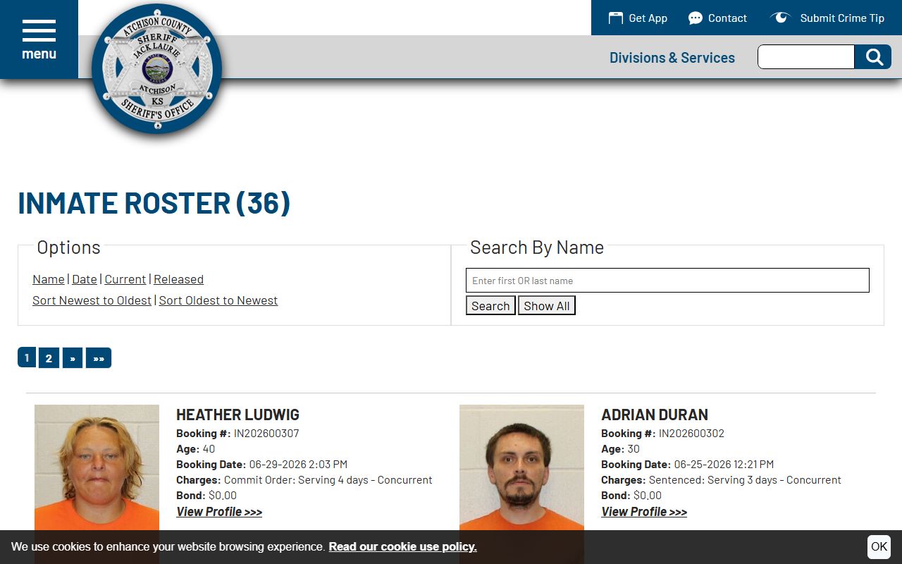 Atchison County inmate records current inmate roster