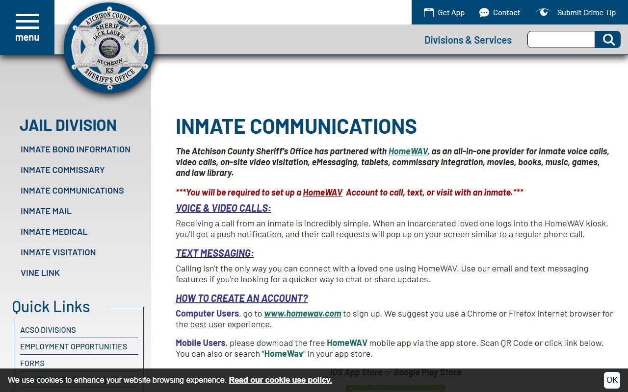 Atchison County inmate records inmate communications