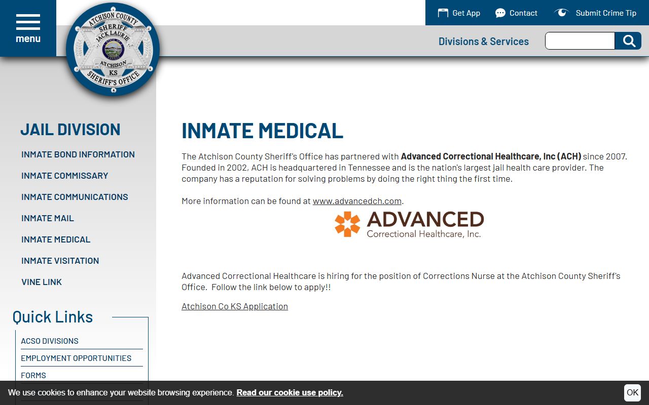 Atchison County inmate records inmate medical information
