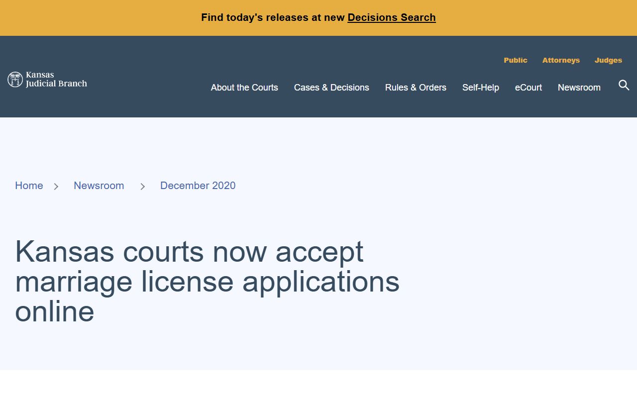 Atchison County marriage records Kansas online license announcement