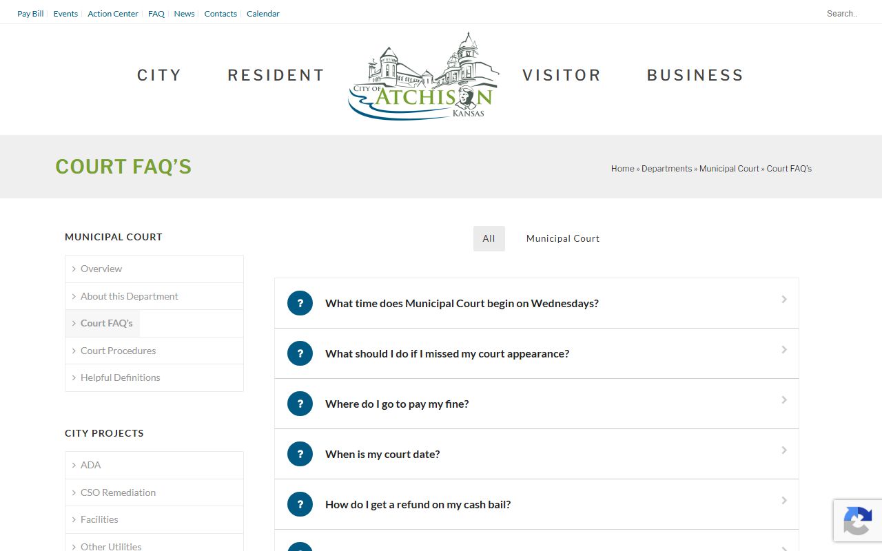 Atchison County traffic court records municipal court FAQ